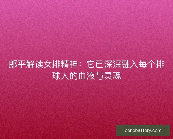 郎平解读女排精神：它已深深融入每个排球人的血液与灵魂